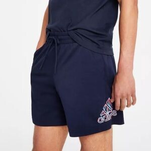 Adidas Essentials Shorts Men's Navy Blue Americana Knit Shorts Pockets